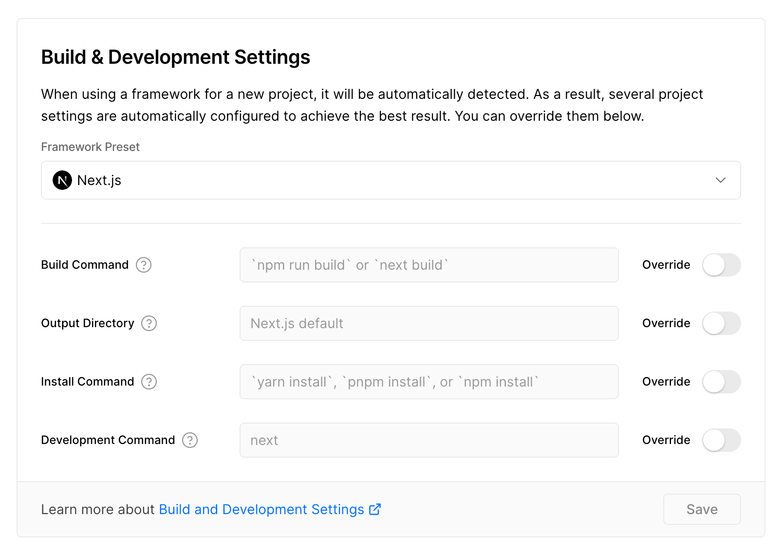 Vercel Build Settings